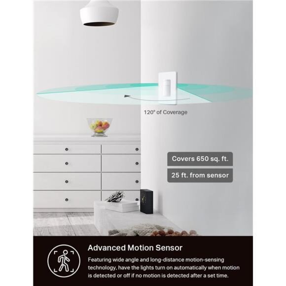 Smart Motion Sensor Switch, Dimmer Light Switch, Single Pole, Needs Neutral Wire - Picture 3 of 7